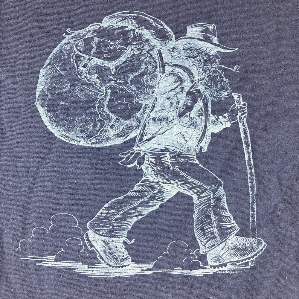 Mast Store Outfitters Shirt Men 2XL Blue Hiker World Graphic Long Sleeve Tee